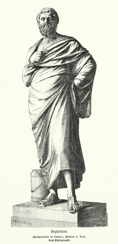 Statue en marbre de Sophocle, dramaturge grec ancien - German School