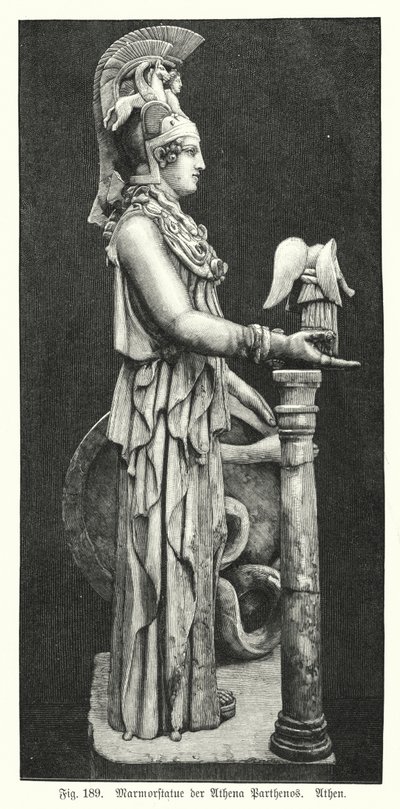 Statue en marbre de la déesse grecque antique Athéna, du Parthénon, Athènes - German School