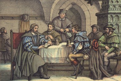 Martin Luther en conversation avec des étudiants dans le Gasthof der Bären, Iéna - German School