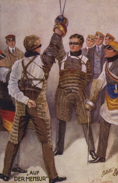 Mensur (colour litho) - German School