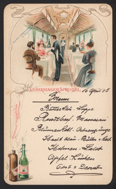 Carte de menu faisant la publicité de l