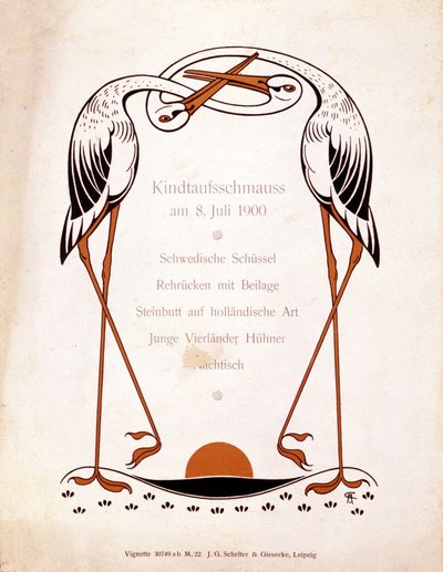 Menu pour un repas de baptême. Allemagne, 8/07/1900. - German School