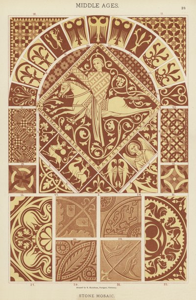 Moyen Âge, mosaïque en pierre - German School