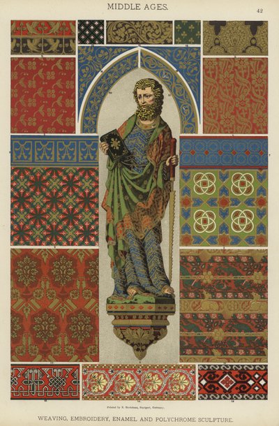 Moyen Âge, tissage, broderie, émail et sculpture polychrome - German School