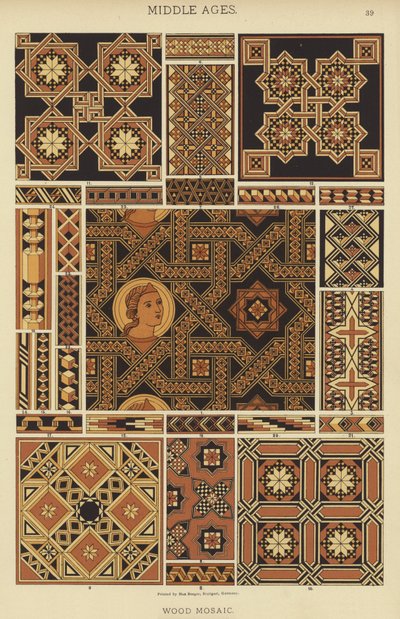 Moyen Âge, mosaïque en bois - German School
