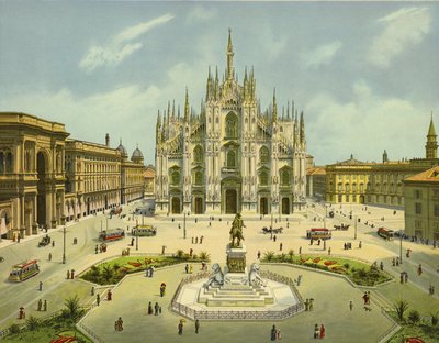 Milan, Piazza del Duomo (chromolitho) - German School