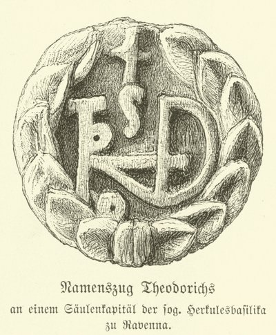Monogramme de Théodoric le Grand, roi des Ostrogoths - German School