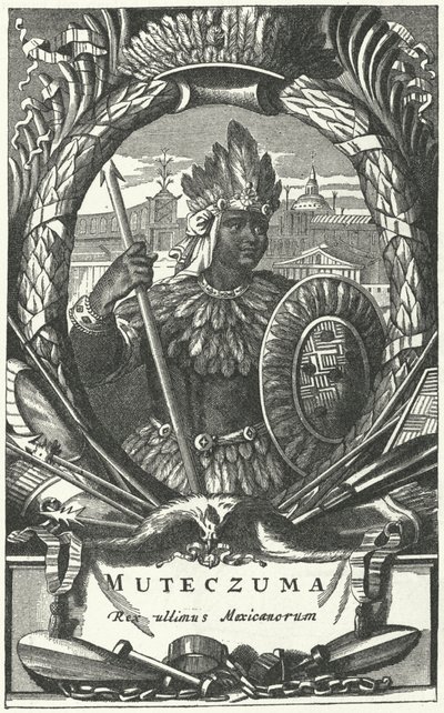 Moctezuma II, empereur aztèque (gravure) - German School