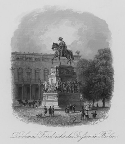 Monument à Frédéric le Grand, Berlin (gravure sur acier) - German School
