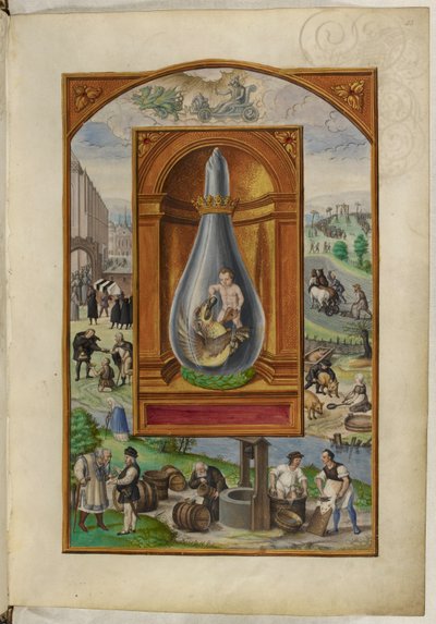 Ms Harley 3469, f.23 Enfant et dragon dans une fiole, le Quatrième Traité, du 