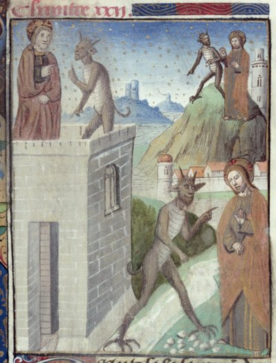 Les trois scènes de la tentation, de Vita Christi, par Ludolf de Saxe, vers 1300-7778 - German School