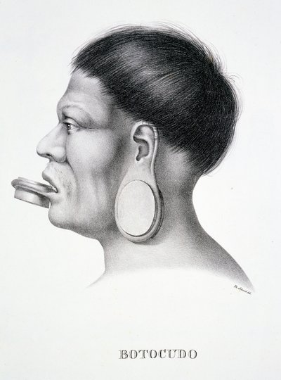 Homme natif de la tribu Botocudo, avec décoration faciale, de l