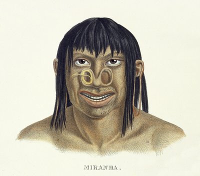 Homme natif de la tribu Miranha, avec décoration nasale, de l