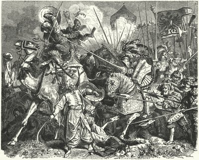 Nicolas, comte de Salm, combattant les Turcs lors du siège de Vienne - German School