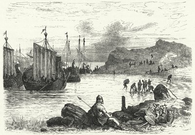 Aventuriers normands débarquant en Italie (gravure) - German School