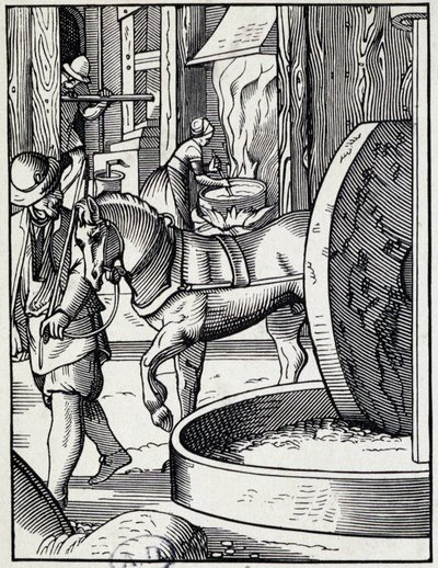Presse à huile - Gravure allemande - German School
