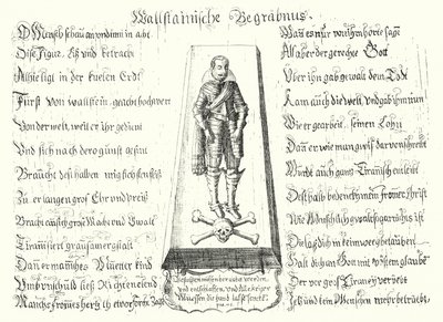 Brochure publiée en mémoire du leader militaire bohémien assassiné Albrecht von Wallenstein (gravure) - German School