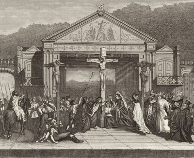 Jeu de la Passion à Oberammergau, Bavière, Allemagne. Illustration pour Bilder-Atlas - German School