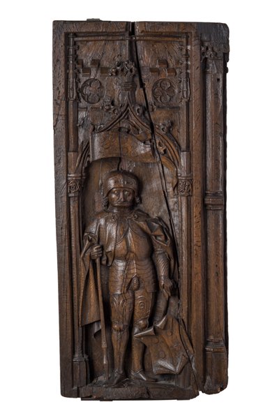Cache-pot représentant St Quirinus de Neuss, vers 1485-1515 (chêne) - German School