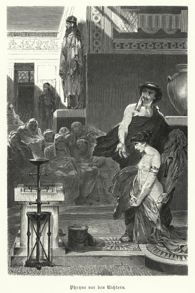 Phryné, courtisane grecque antique, jugée pour impiété, IVe siècle av. J.-C. - German School