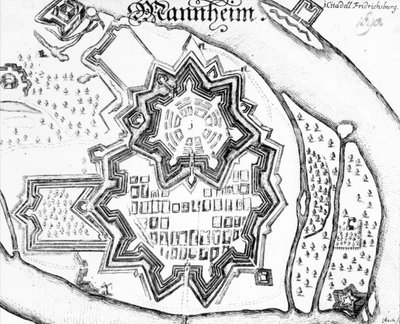 Plan de Mannheim, Allemagne, 1690 - German School