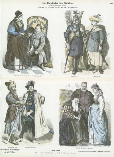 Costumes polonais et russes, 15ème et 16ème siècles - German School