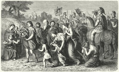 Polybe portant les cendres de Philopoemen en procession solennelle à Mégalopolis - German School