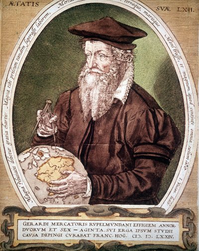 Portrait de Gerhard Kremer dit Gerardus Mercator (1512-1594). Faux titre de la première édition de l