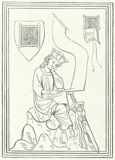 Portrait du poète lyrique allemand médiéval Walther von der Vogelweide du Codex Manesse (gravure) - German School