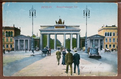 Carte postale représentant la porte de Brandebourg à Berlin - German School