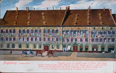 Carte postale représentant la Fuggerhaus, Augsbourg - German School