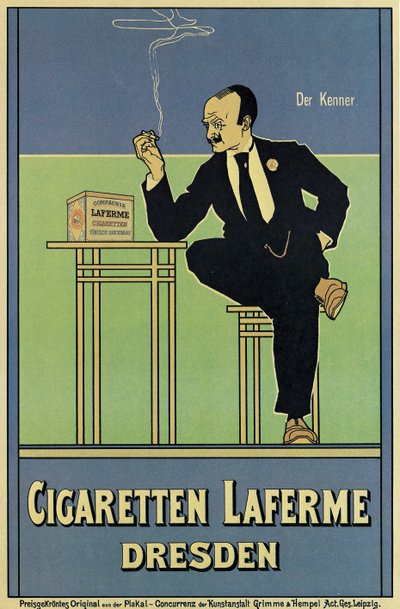 Affiche publicitaire pour les cigarettes Laferme - German School