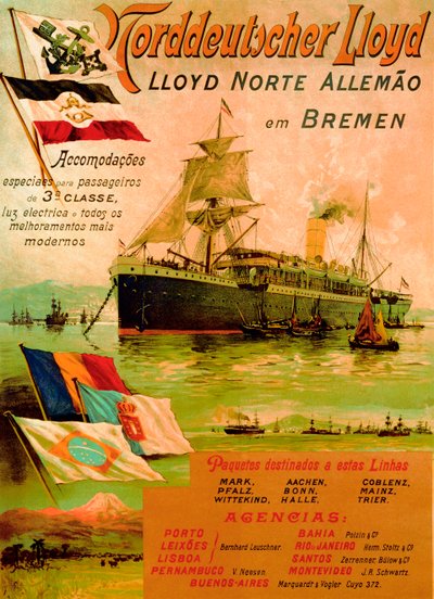 Affiche publicitaire pour la North German Lloyd Line, 1898 - German School
