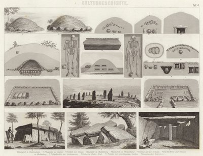 Chambres funéraires préhistoriques. Illustration pour Bilder-Atlas - German School