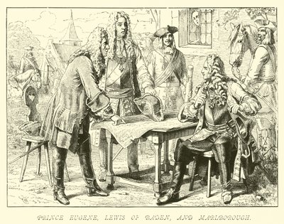 Prince Eugène, Louis de Bade et Marlborough - German School