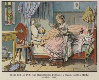 Princesse Louise de Mecklembourg-Strelitz lisant au chevet d
