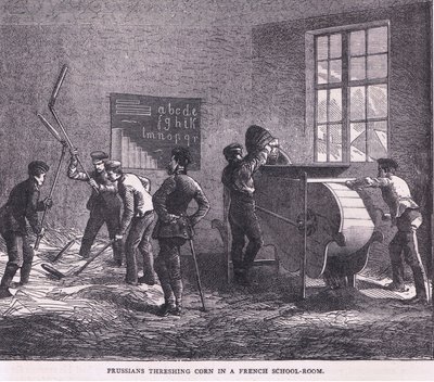 Prussiens battant le blé dans une salle de classe française, Histoire de la guerre entre la France et l