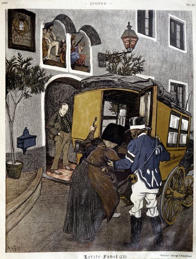 Transport public : personne sur un omnibus - dans «Jugend» - German School