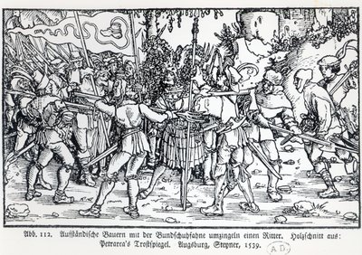 Paysans rebelles entourant un chevalier, d