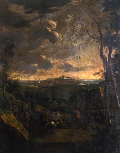 Cavalier devant une vue de Gotha et du château de Friedenstein, 1751-1800 - German School