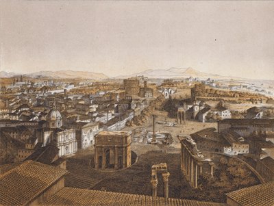 Rome depuis le Capitole (lithographie couleur) - German School