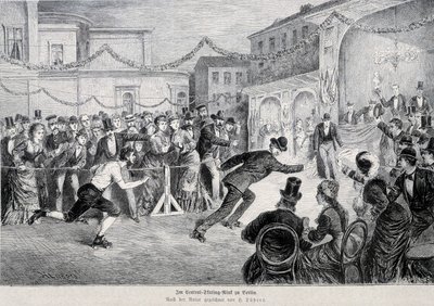 Course de patins à roulette à Berlin en 1878 - German School