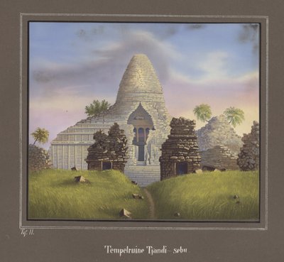 Ruine du temple Tjandi-sebu, Pl.II de Topographischer und Naturwissenschaftlicher Atlas zur Reise durch Java, par Dr.Fr.Junghuhn, Magdebourg 1845 - German School