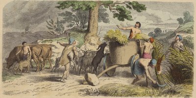 Vie rurale en Grèce antique (gravure en couleur) - German School