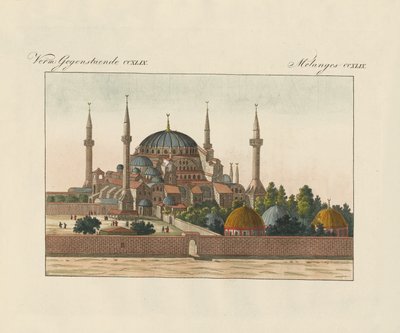Cathédrale Sainte-Sophie à Constantinople (gravure en couleur) - German School