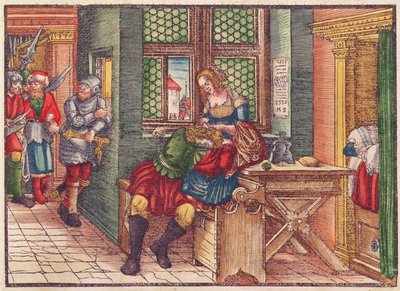 Samson et Dalila, de la Bible de Luther, vers 1530 - German School