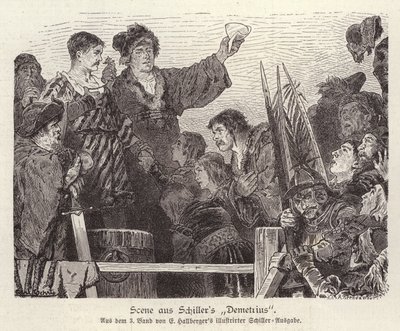 Scène de la pièce inachevée de Friedrich Schiller, Demetrius - German School