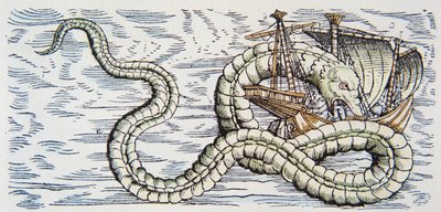 Serpent de mer attaquant un navire - German School