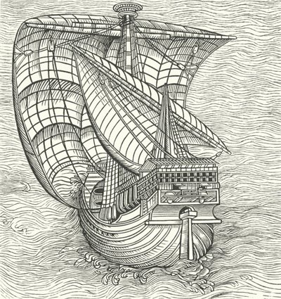 Navire de mer naviguant avec le vent - German School