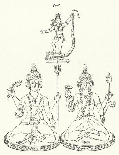 Shiva, Vishnu et Krishna, dieux hindous - German School